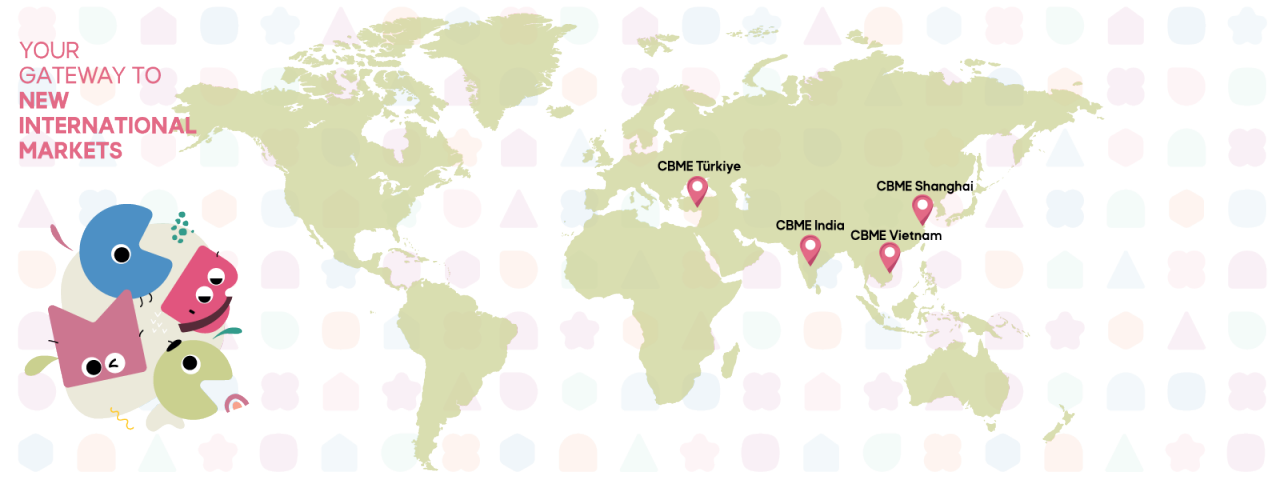 Global CBME map highlighting international locations.